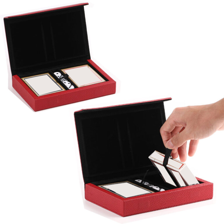Red Genuine Leather Cardbox Set