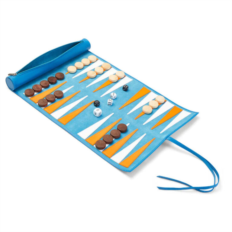 rolled -up backgammon blue